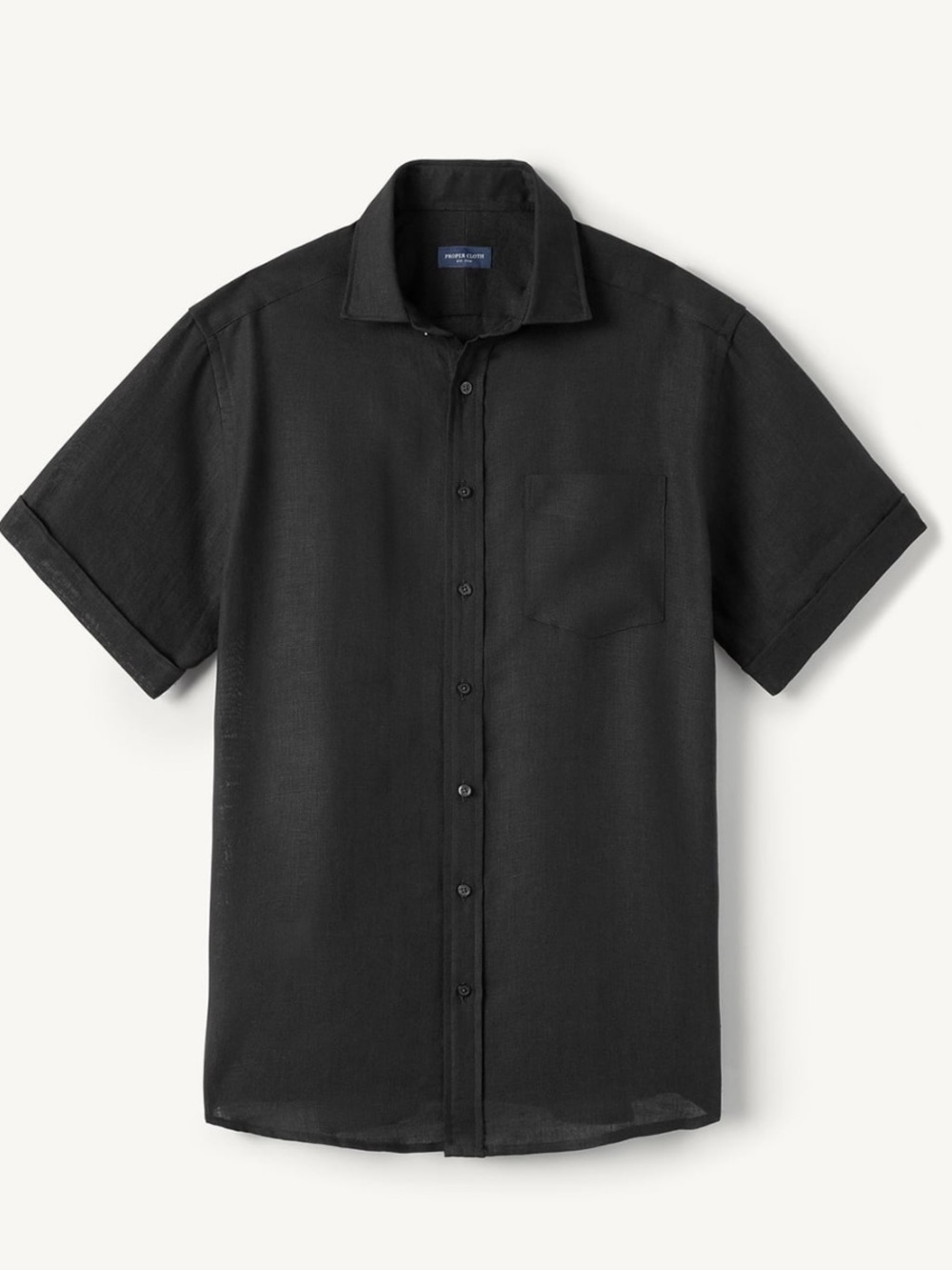 Baird McNutt J. Crew Black Short-Sleeve Linen Button-Down Shirt